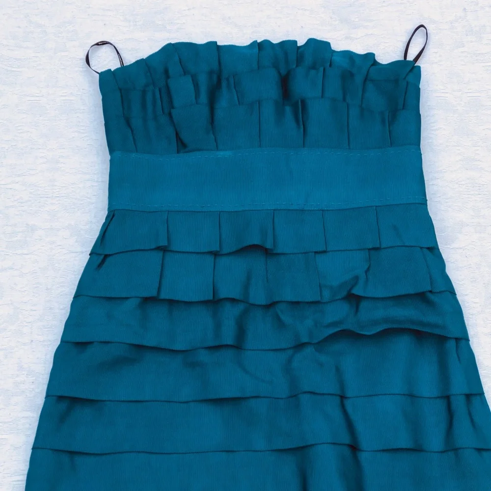PHEOBE Couture*Teal Blue Strapless Dress US 2 - Picture 3 of 5